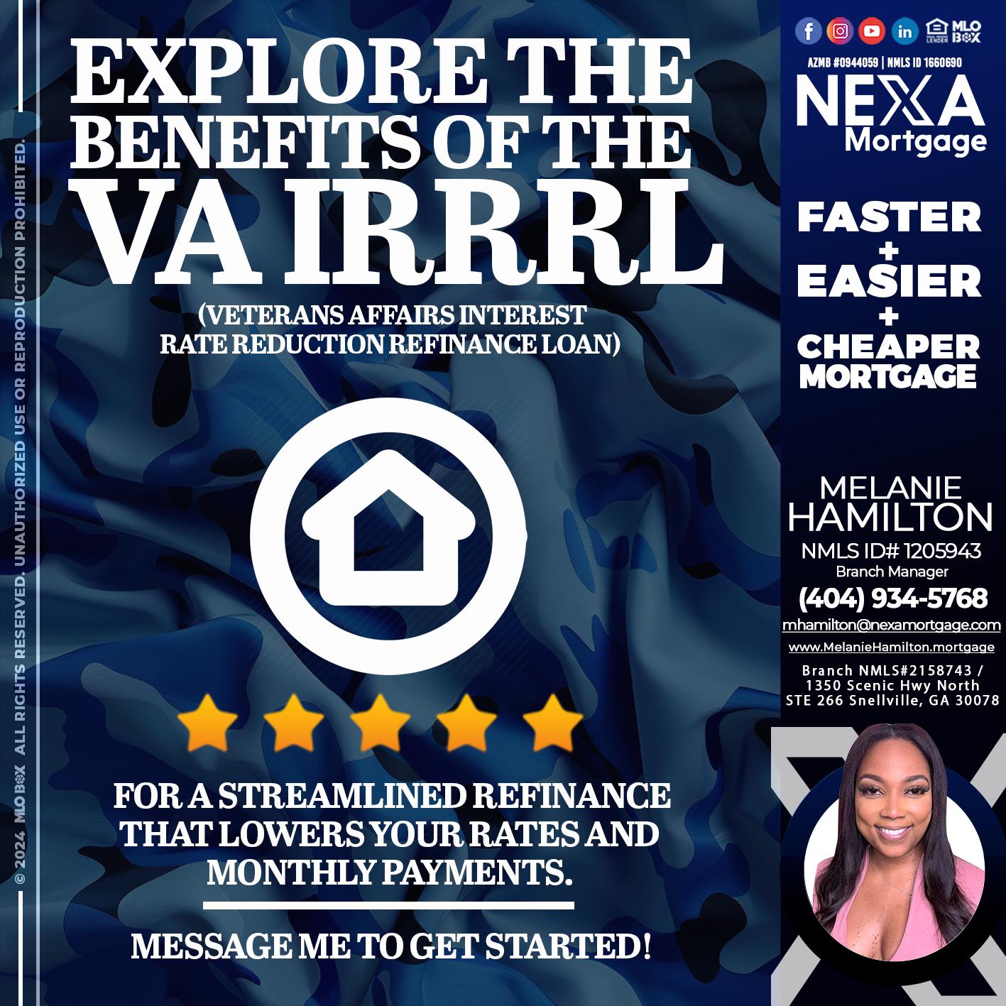 VA IRRRL - Melanie Hamilton -Loan Officer