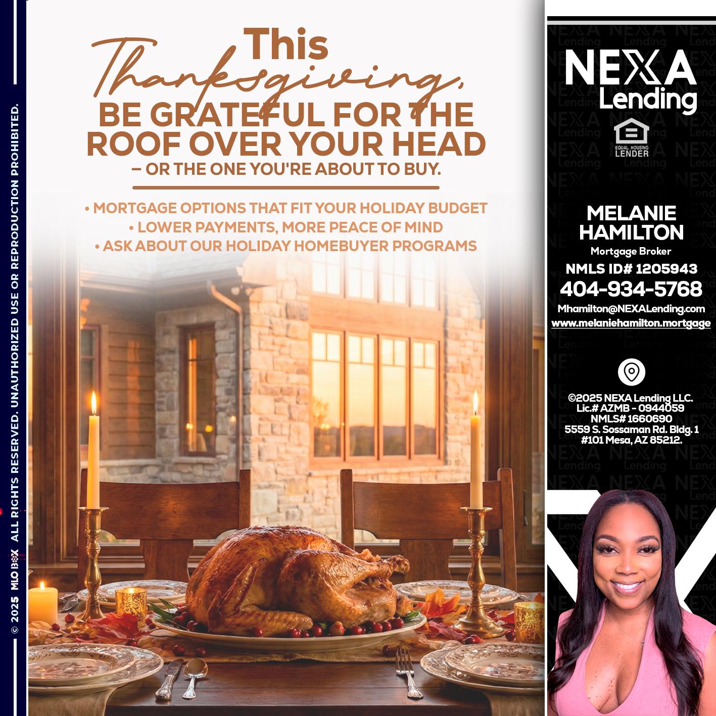 THIS THANKSGIVING - Melanie Hamilton -Loan Officer