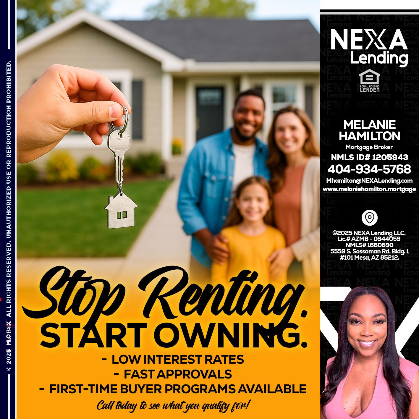 STOP RENTING - Melanie Hamilton -Loan Officer