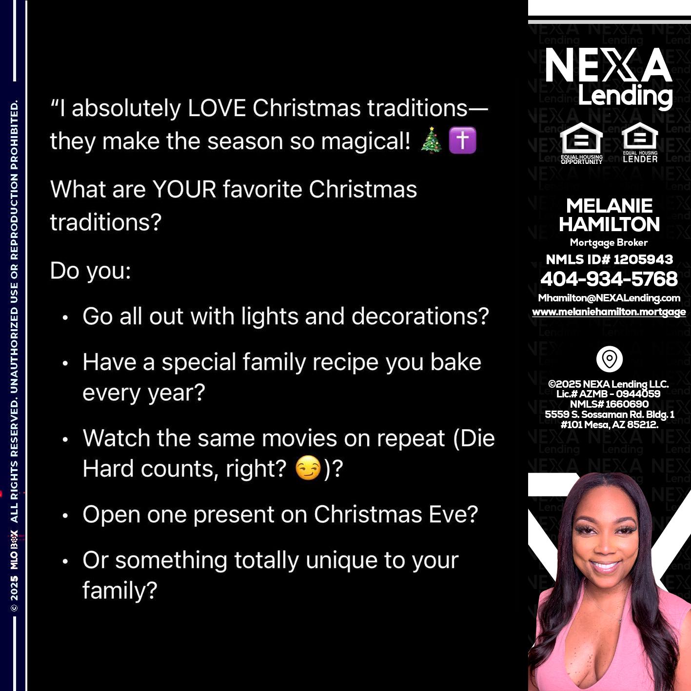 I love christmas - Melanie Hamilton -Loan Officer