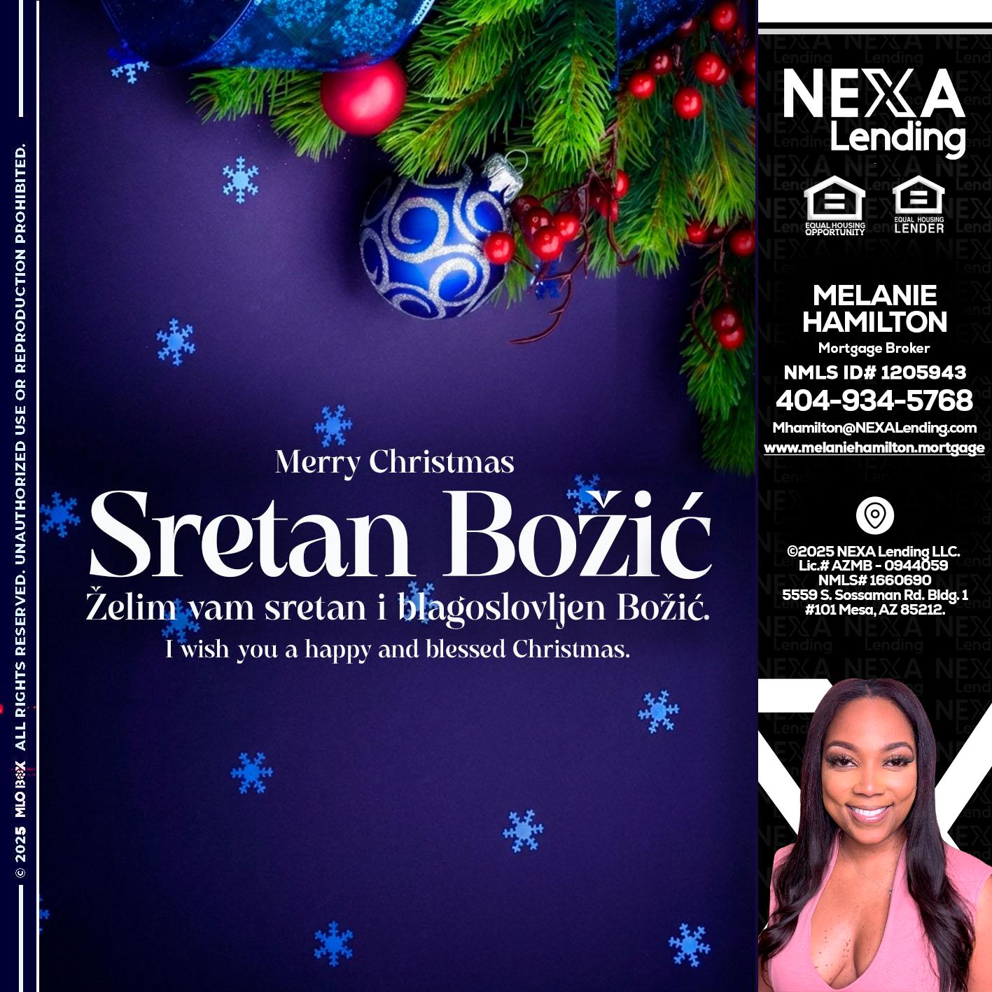 Sretan Božić - Melanie Hamilton -Loan Officer