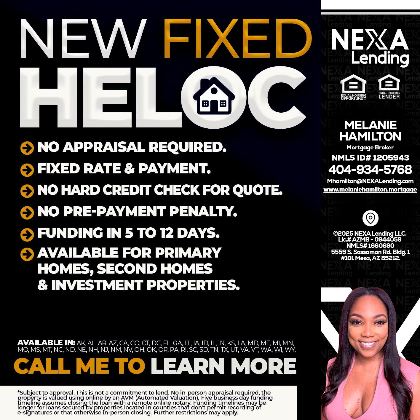 HELOC - Melanie Hamilton -Loan Officer