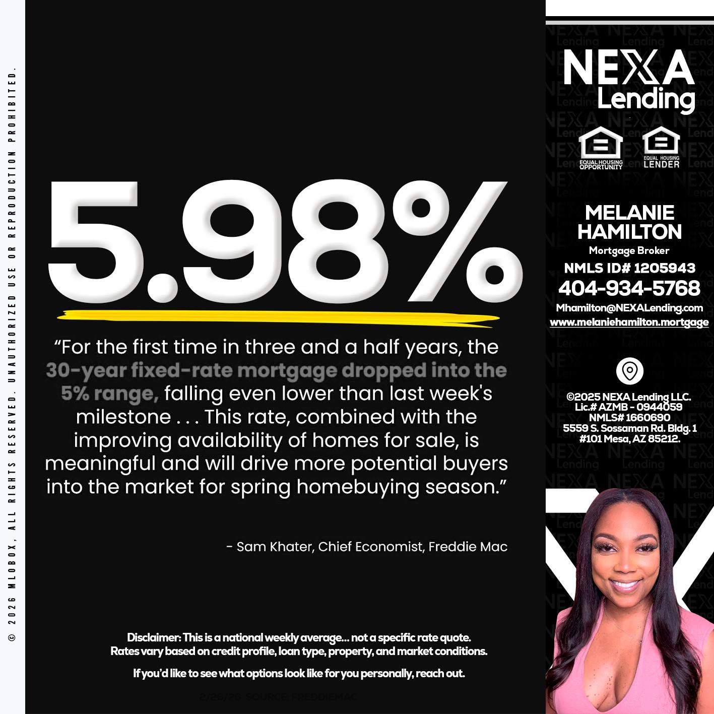 5.98% - Melanie Hamilton -Loan Officer