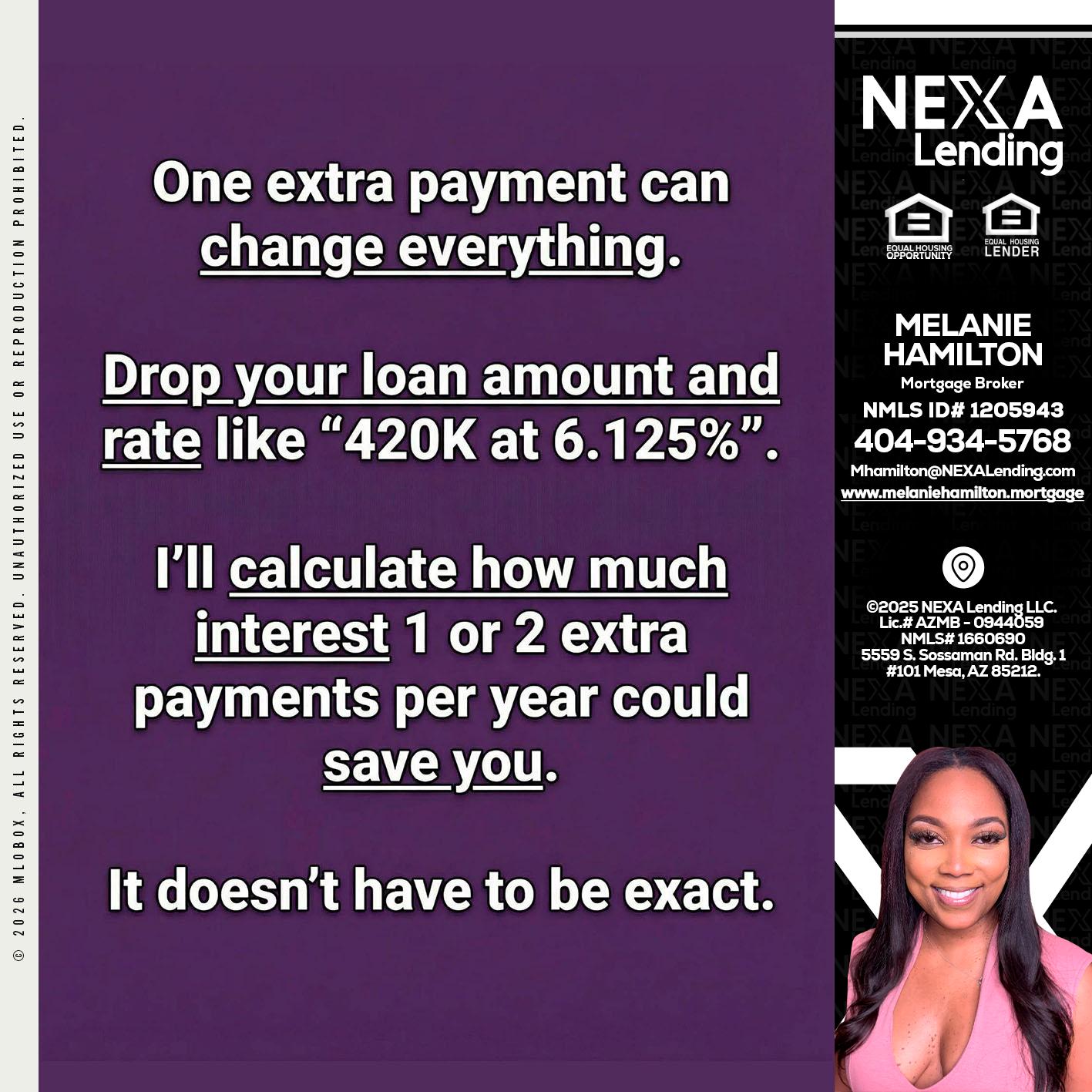 ONE EXTRA - Melanie Hamilton -Loan Officer