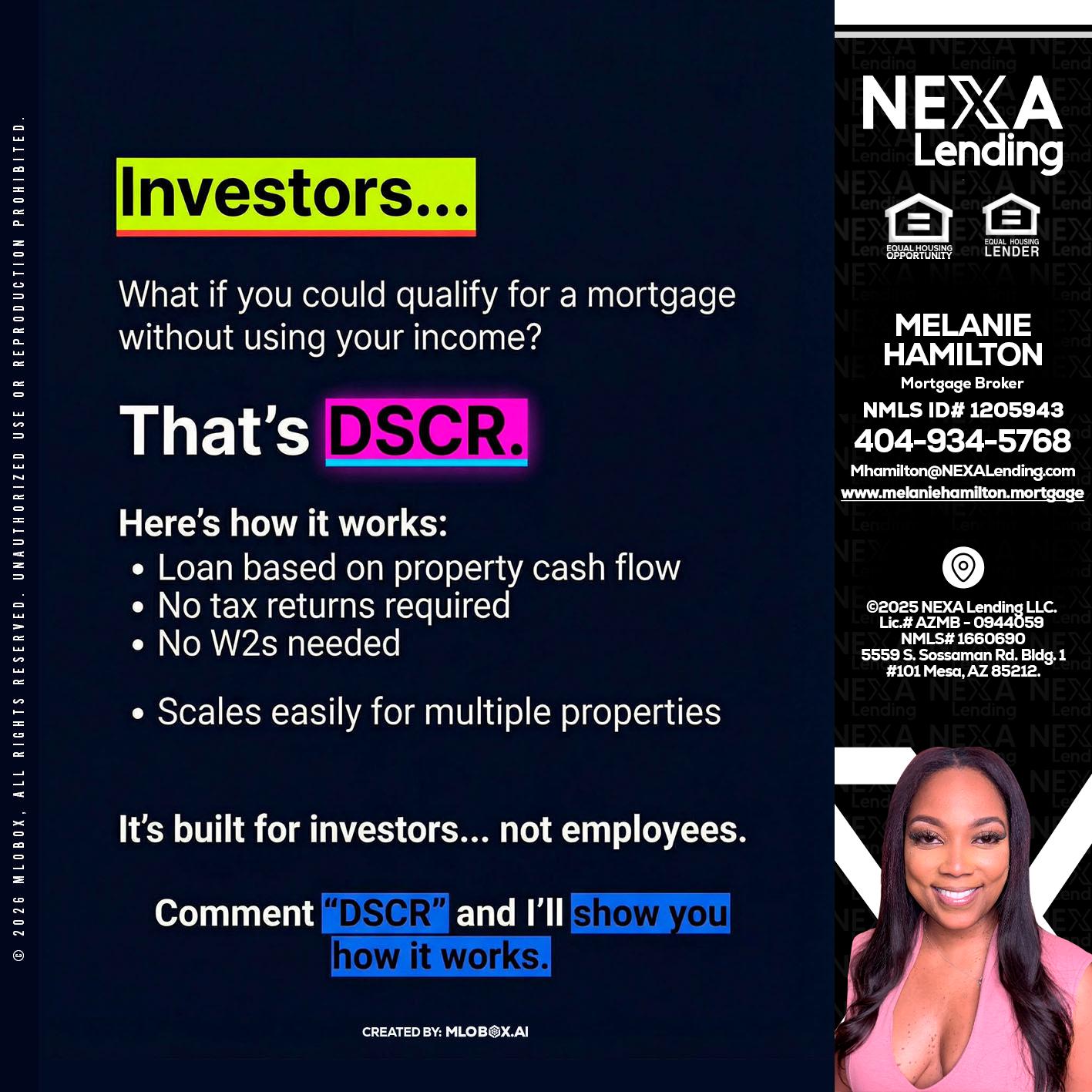 INVESTORS - Melanie Hamilton -Loan Officer