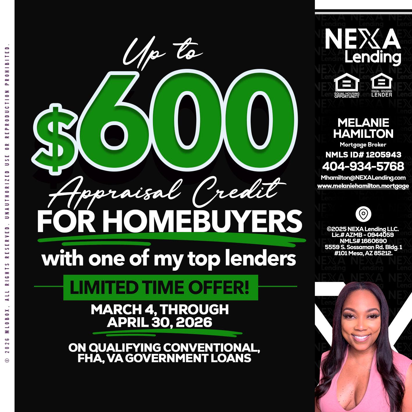 up to $600 - Melanie Hamilton -Loan Officer