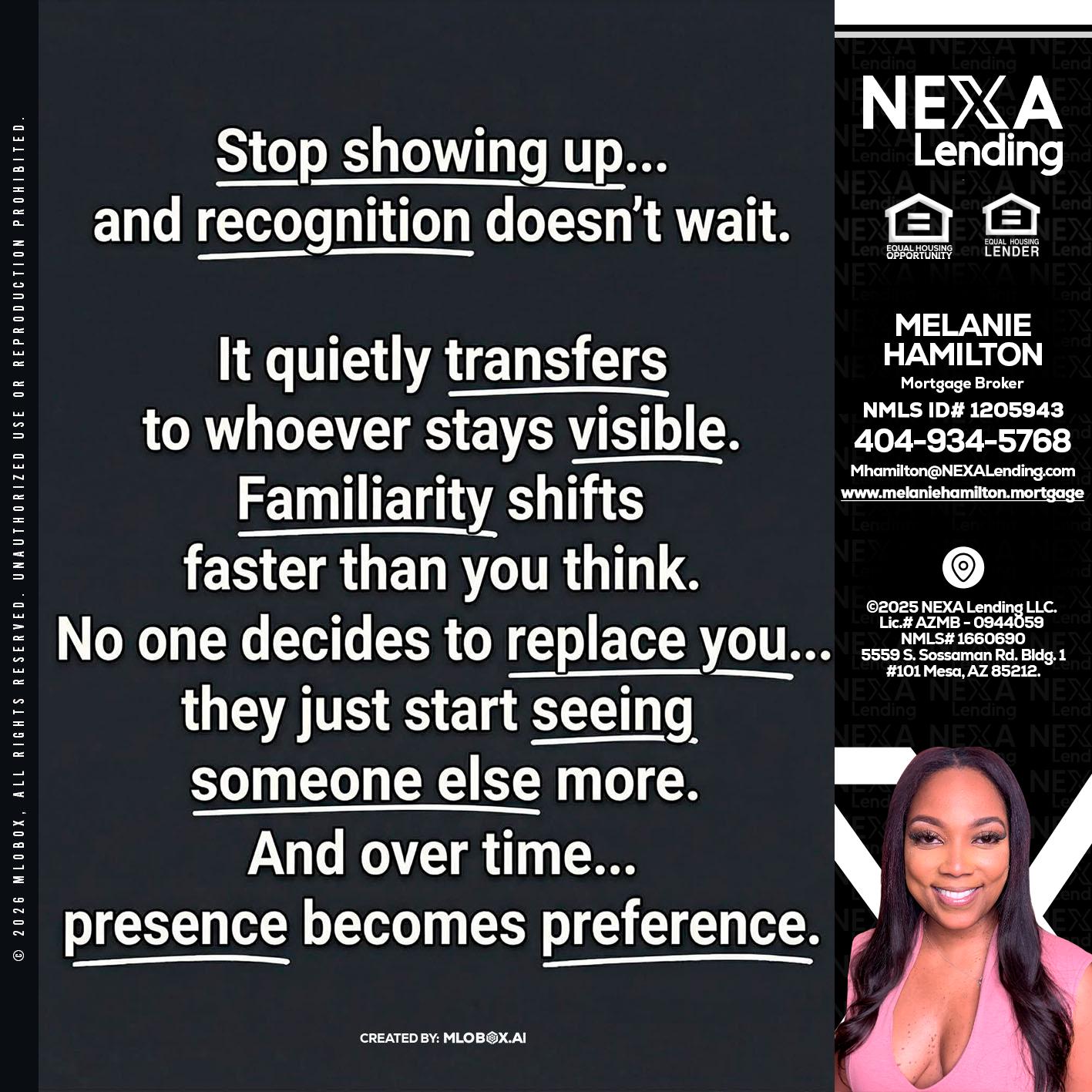 STOP SHOWING - Melanie Hamilton -Loan Officer