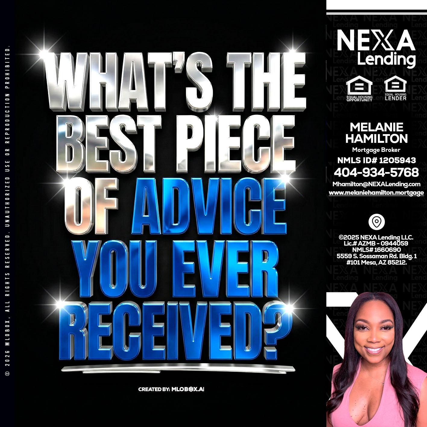 WHATS THE BEST - Melanie Hamilton -Loan Officer