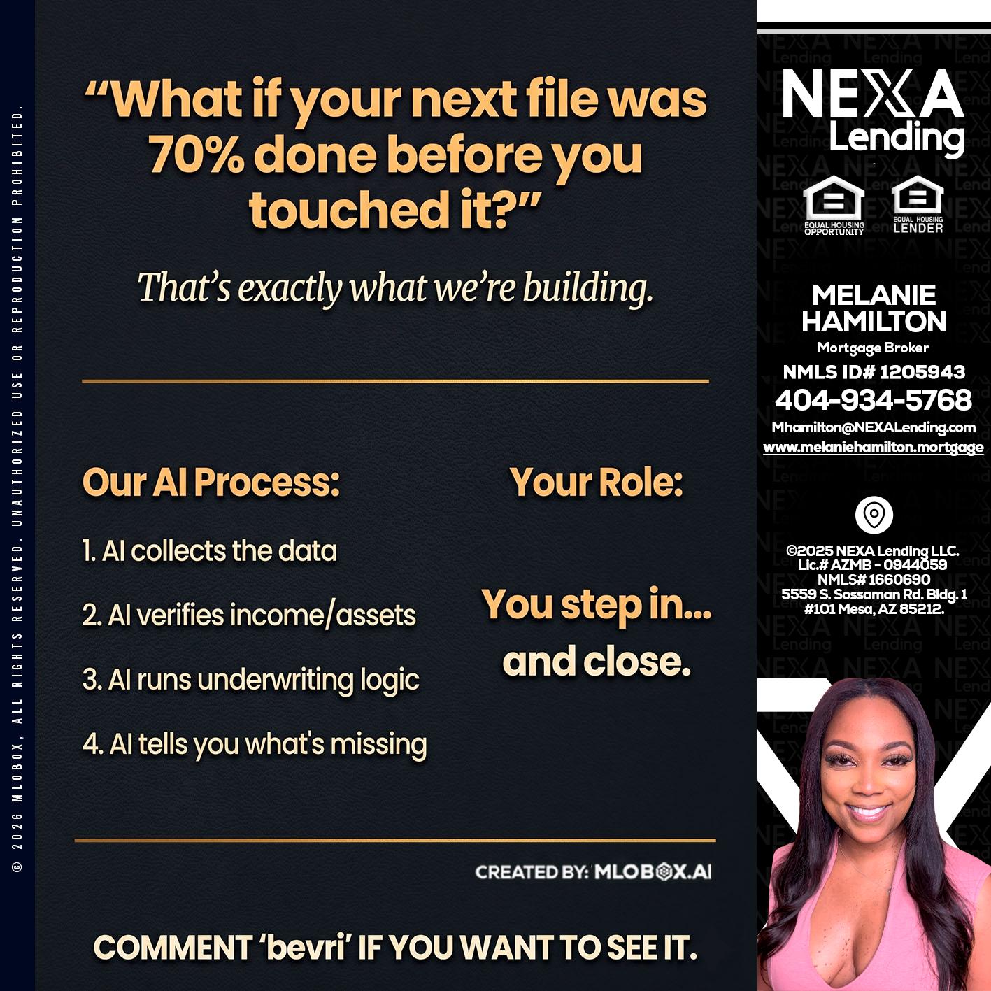WHAT IF YOUR - Melanie Hamilton -Loan Officer