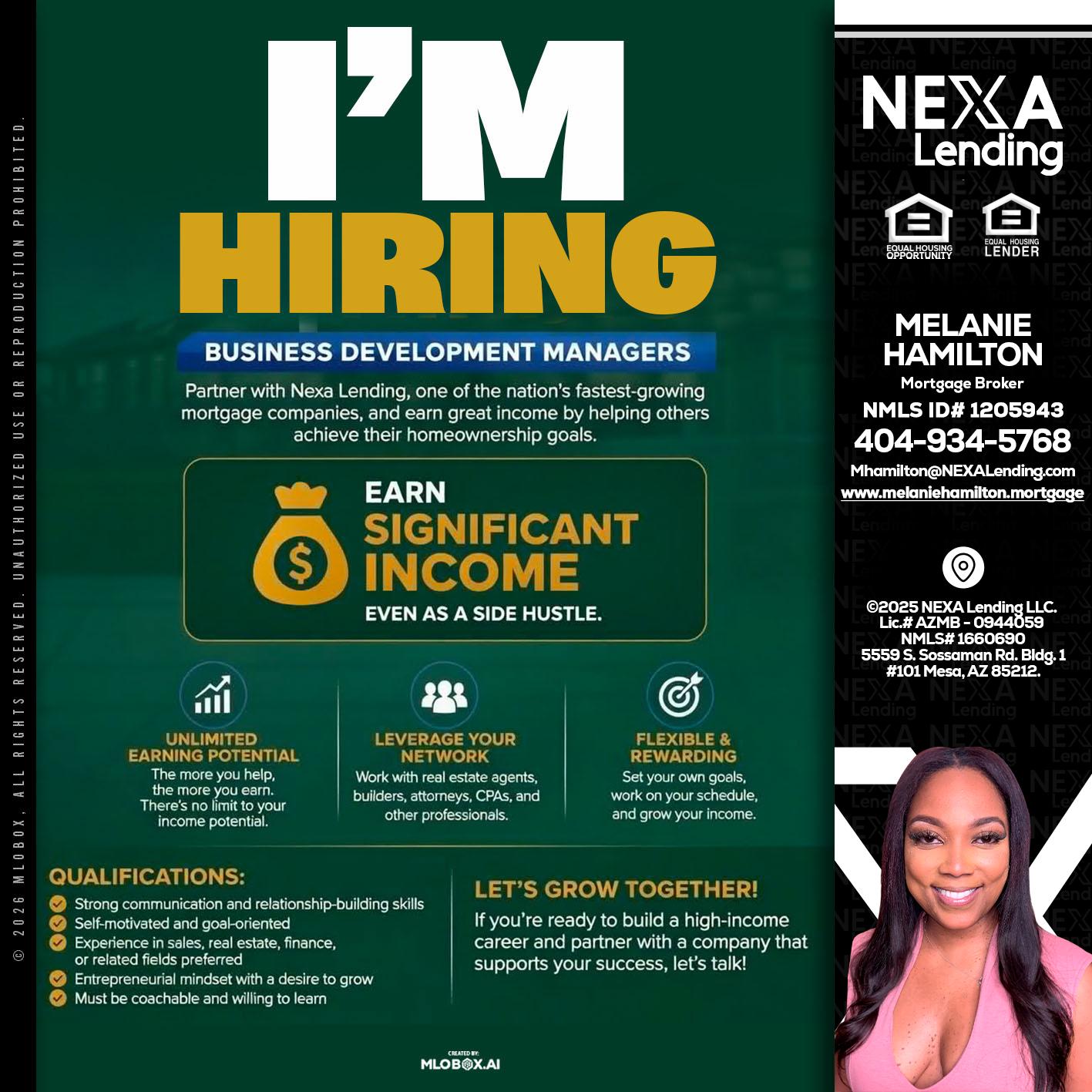 IM HIRING - Melanie Hamilton -Loan Officer