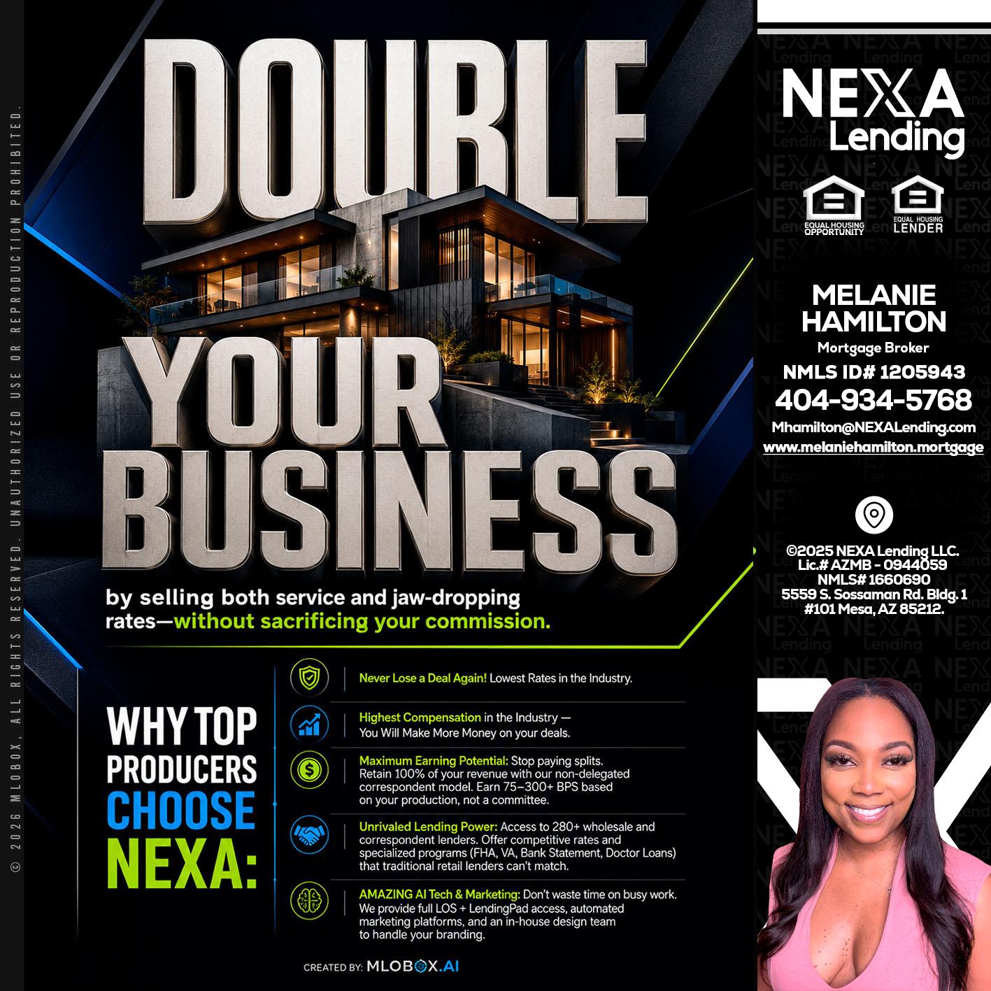 DOUBLE YOUR BUSINESS - Melanie Hamilton -Loan Officer