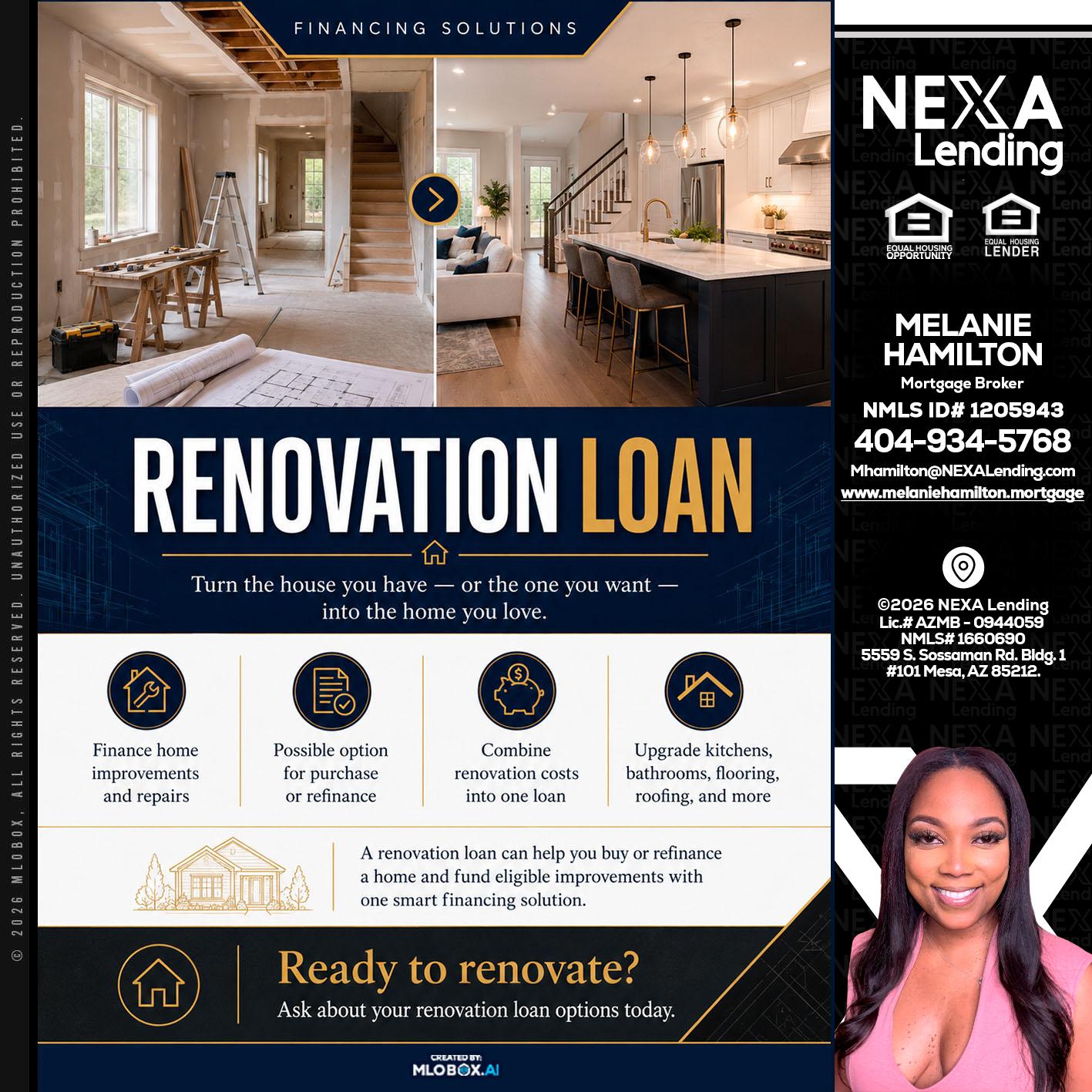 RENOVATION LOAN - Melanie Hamilton -Loan Officer