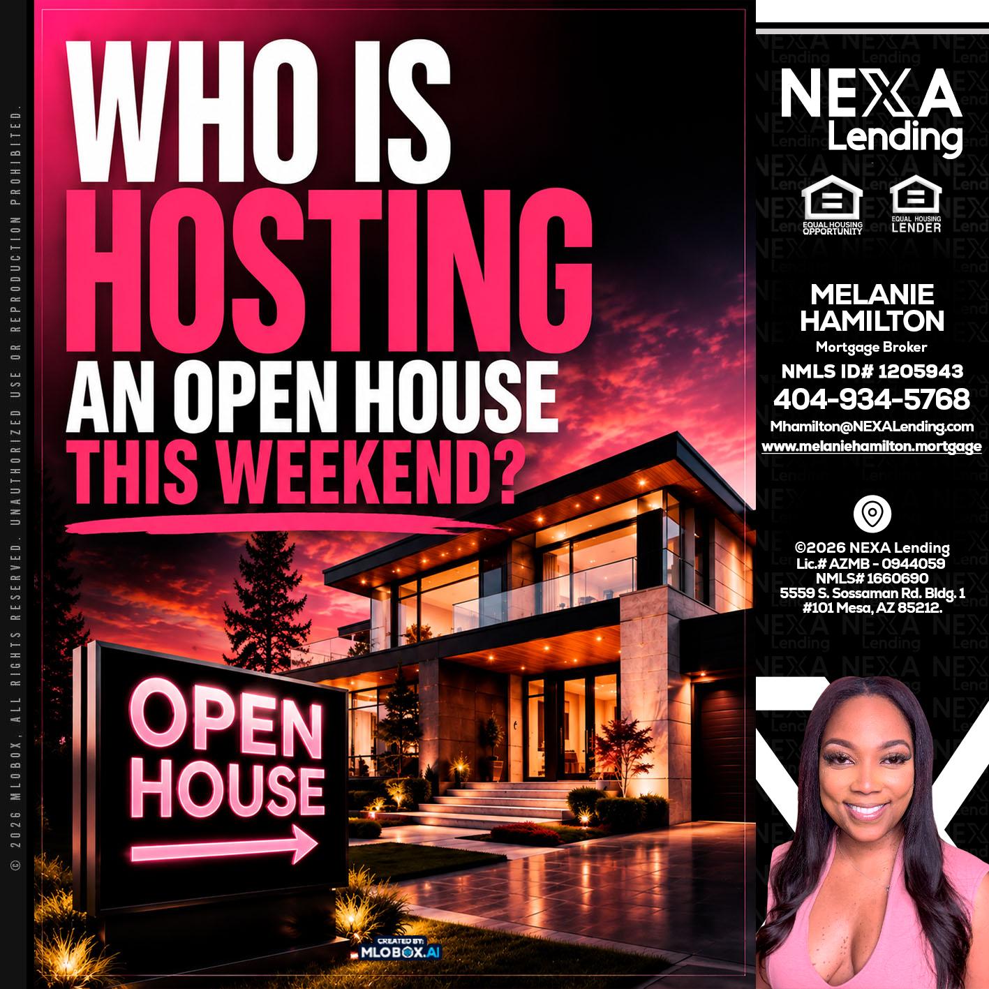 who's is hosting - Melanie Hamilton -Loan Officer