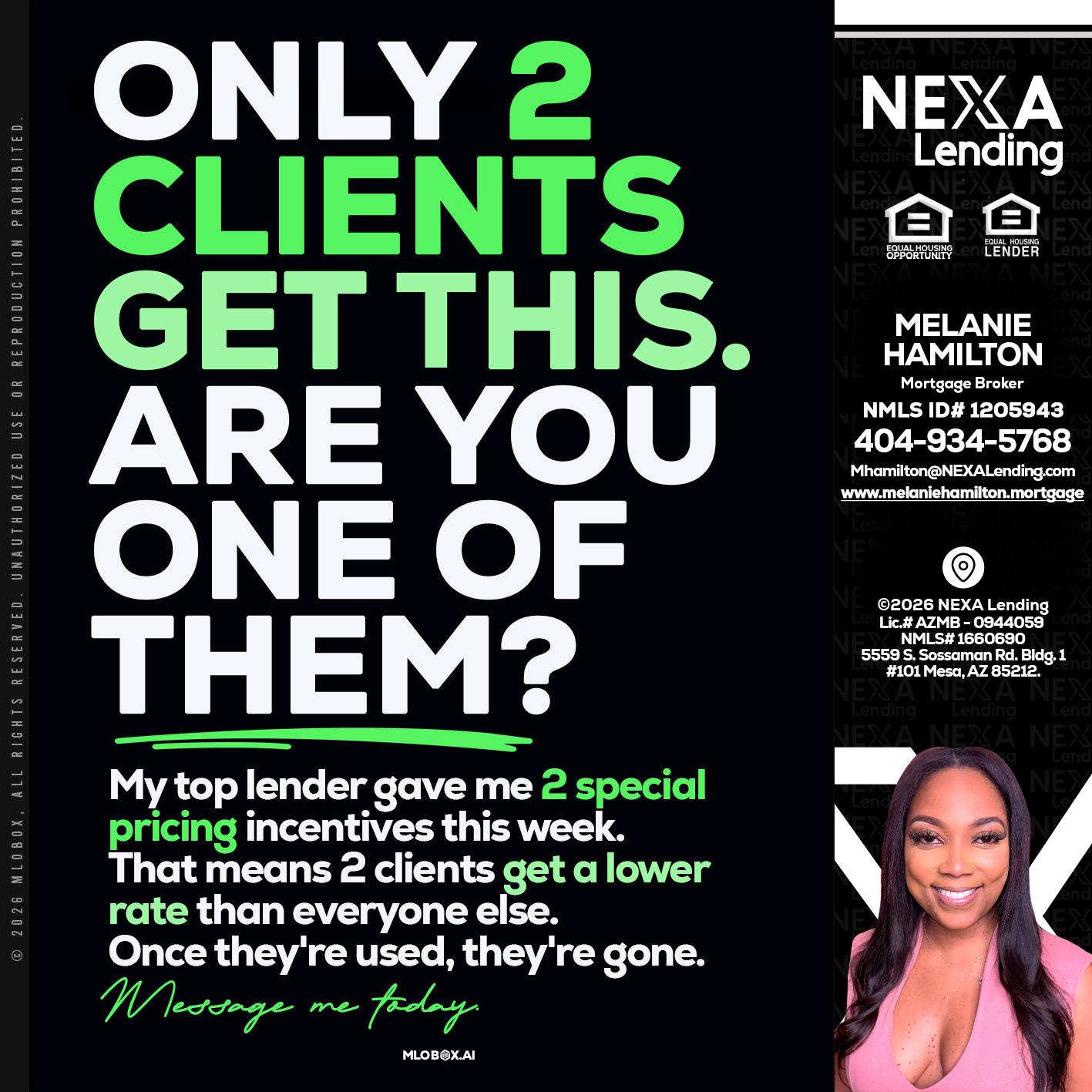 ONLY 2 CLIENTS - Melanie Hamilton -Loan Officer
