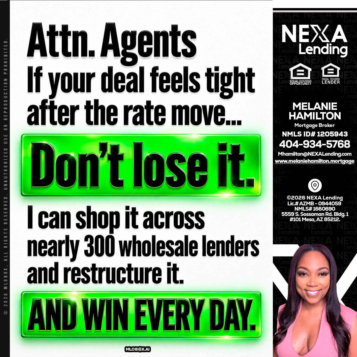 attention agents - Melanie Hamilton -Loan Officer