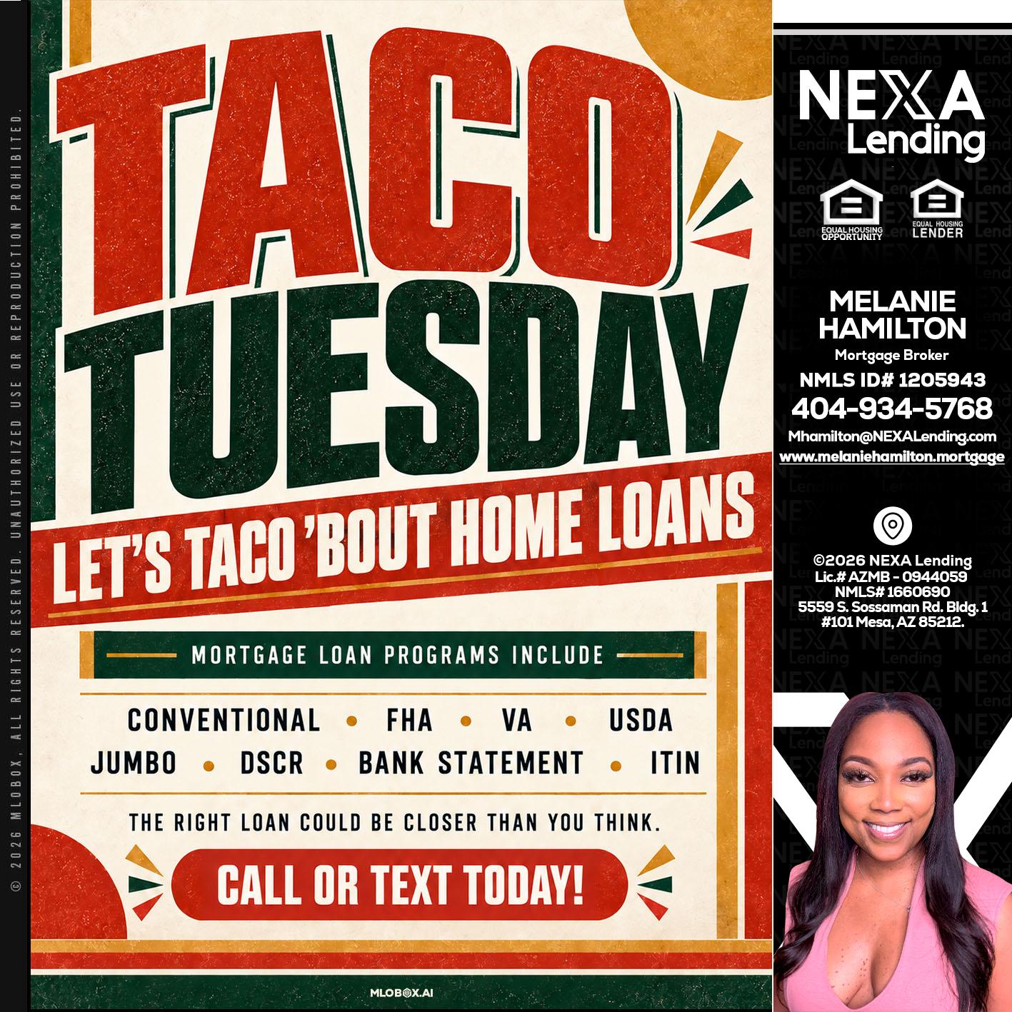 TACO TUESDAY - Melanie Hamilton -Loan Officer